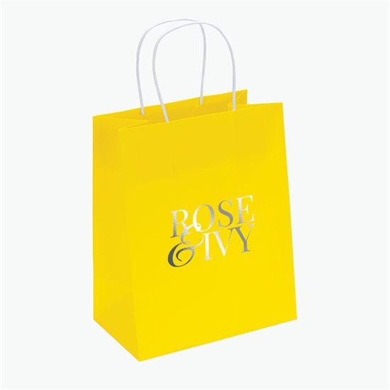 Mini Bright Matte Shopping Bag - 9-3/4 x 7-3/4 - Hot Stamped