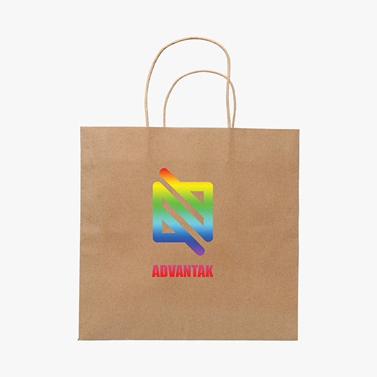 Brown Kraft Wide Gusset Paper Bag - 12 x 12 - Full Color