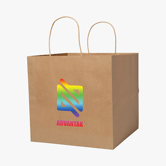 Brown Kraft Wide Gusset Paper Bag - 12 x 12 - Full Color