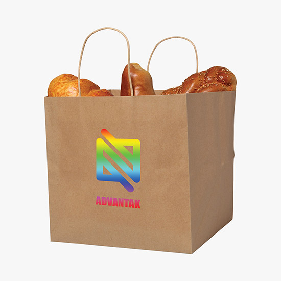 Brown Kraft Wide Gusset Paper Bag - 12 x 12 - Full Color