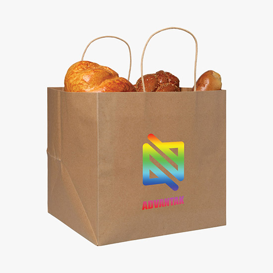 Brown Kraft Wide Gusset Paper Bag - 12 x 12 - Full Color