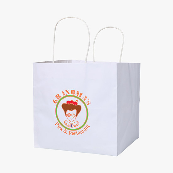 White Kraft Wide Gusset Paper Bag - 10 x 10 - Full Color