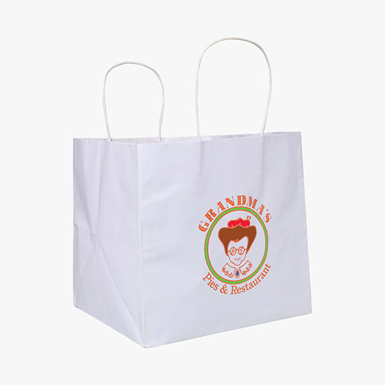 White Kraft Wide Gusset Paper Bag - 10 x 10 - Full Color