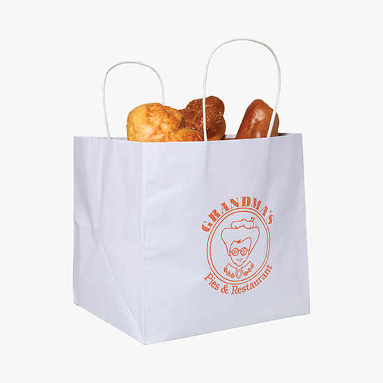 White Kraft Wide Gusset Paper Bag - 10 x 10 - Full Color