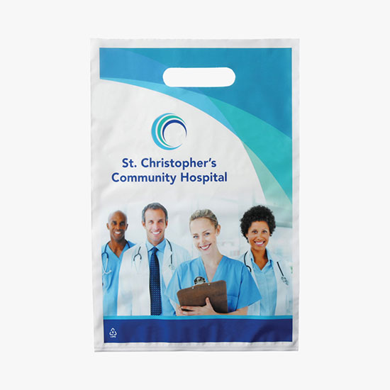 Full Color Die Cut Handle Plastic Bag - 13 x 9