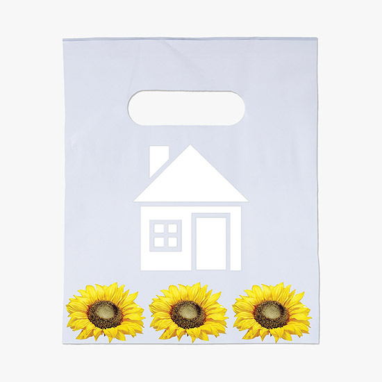 Full Color Die Cut Handle Plastic Bag - 9 x 7 1/2 - 2-Sided Imprint