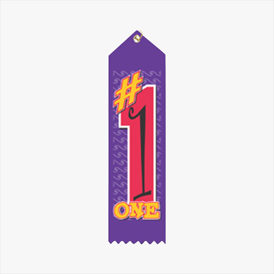 Full Color Vertical Stock Carded Recognition Ribbons - 2 x 8
