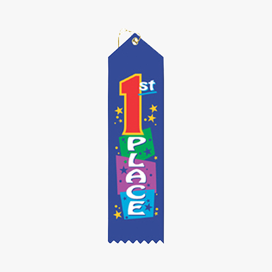 Full Color Vertical Stock Carded Recognition Ribbons - 2 x 8