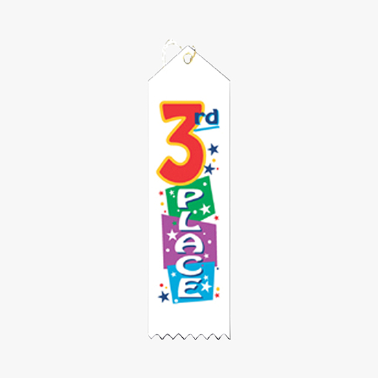 Full Color Vertical Stock Carded Recognition Ribbons - 2 x 8
