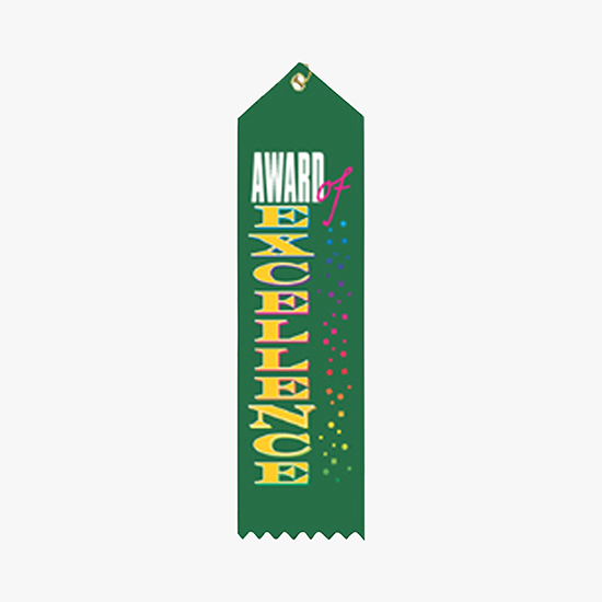 Full Color Vertical Stock Carded Recognition Ribbons - 2 x 8