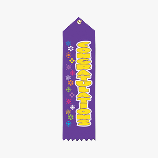 Full Color Vertical Stock Carded Recognition Ribbons - 2 x 8