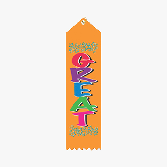 Full Color Vertical Stock Carded Recognition Ribbons - 2 x 8