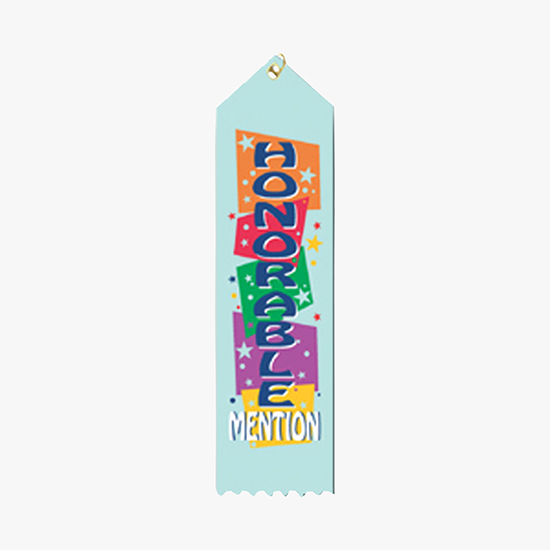 Full Color Vertical Stock Carded Recognition Ribbons - 2 x 8