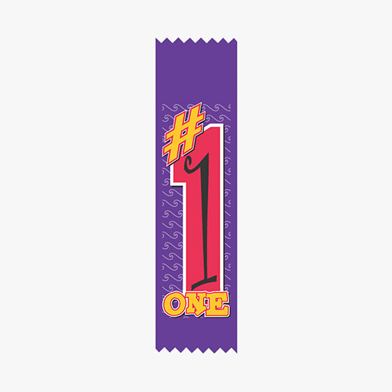 Full Color Vertical In Stock Recognition Ribbons - 2 x 8