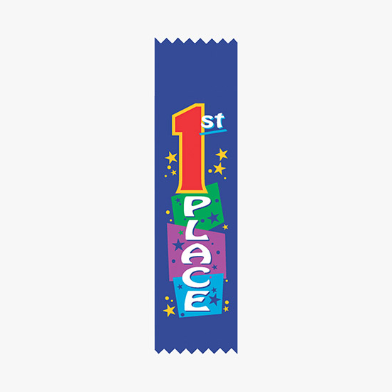 Full Color Vertical In Stock Recognition Ribbons - 2 x 8