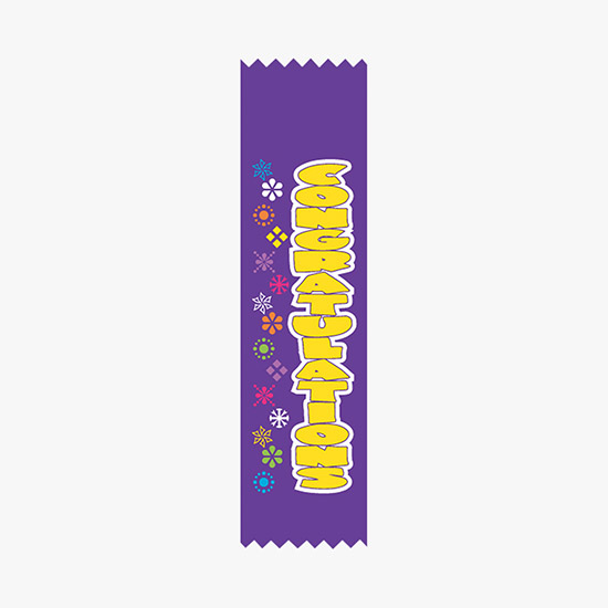 Full Color Vertical In Stock Recognition Ribbons - 2 x 8