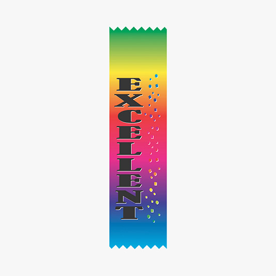 Full Color Vertical In Stock Recognition Ribbons - 2 x 8