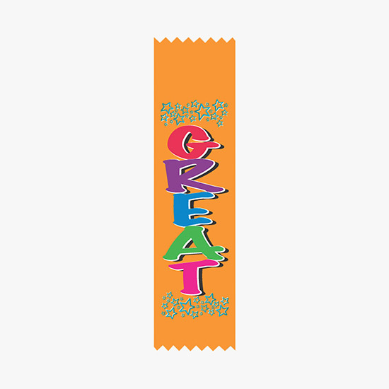 Full Color Vertical In Stock Recognition Ribbons - 2 x 8