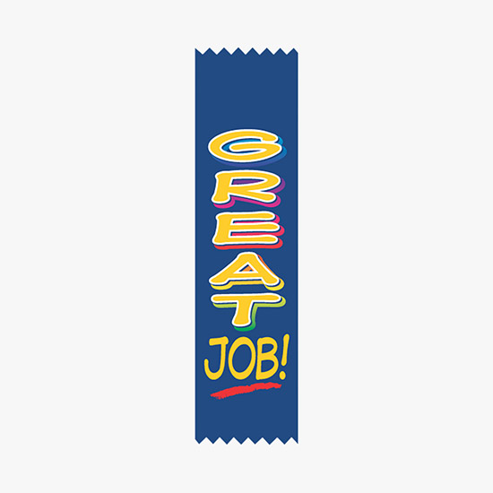 Full Color Vertical In Stock Recognition Ribbons - 2 x 8