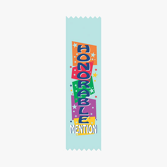 Full Color Vertical In Stock Recognition Ribbons - 2 x 8