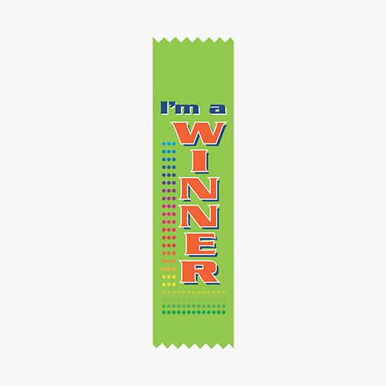 Full Color Vertical In Stock Recognition Ribbons - 2 x 8