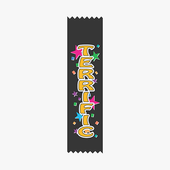Full Color Vertical In Stock Recognition Ribbons - 2 x 8