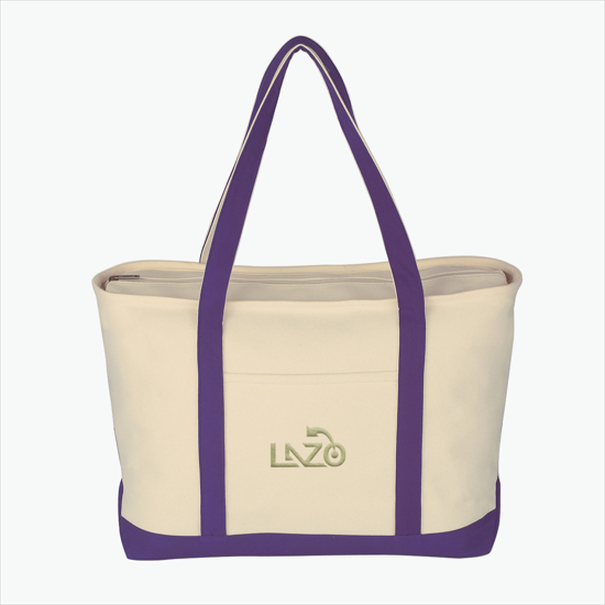Large Heavy Cotton Boat Tote - Embroidery