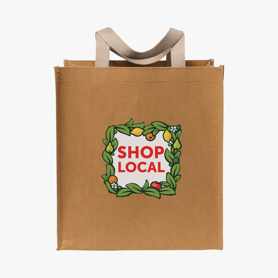 Full Color Tsunami Washable Kraft Paper Shopper Tote - 13 x 12