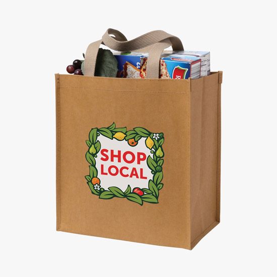 Full Color Tsunami Washable Kraft Paper Shopper Tote - 13 x 12