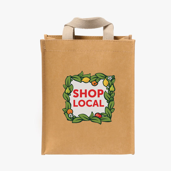 Full Color Cyclone Washable Kraft Paper Shopper Tote - 10 x 8