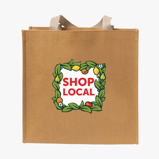 Full Color Tidal Washable Kraft Paper Shopper Tote - 13 x 13
