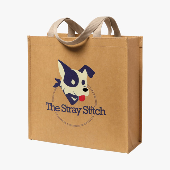 Full Color Tidal Washable Kraft Paper Shopper Tote - 13 x 13