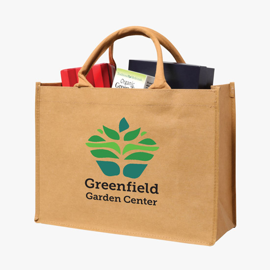Full Color Hurricane Washable Kraft Paper Shopper Tote - 12 x 16