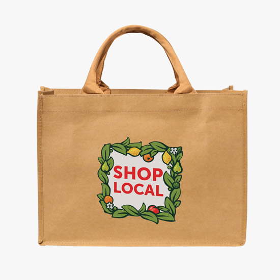 Full Color Hurricane Washable Kraft Paper Shopper Tote - 12 x 16