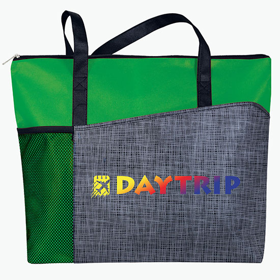 80 GSM Pattern Pocket Zippered Tote - Full Color