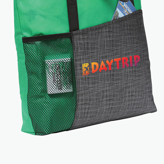 80 GSM Pattern Pocket Zippered Tote - Full Color