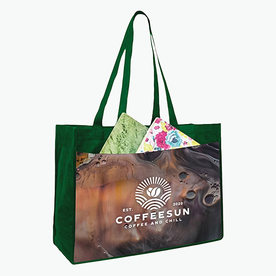 Sublimated Shopping Tote with Pocket - 16 x 18
