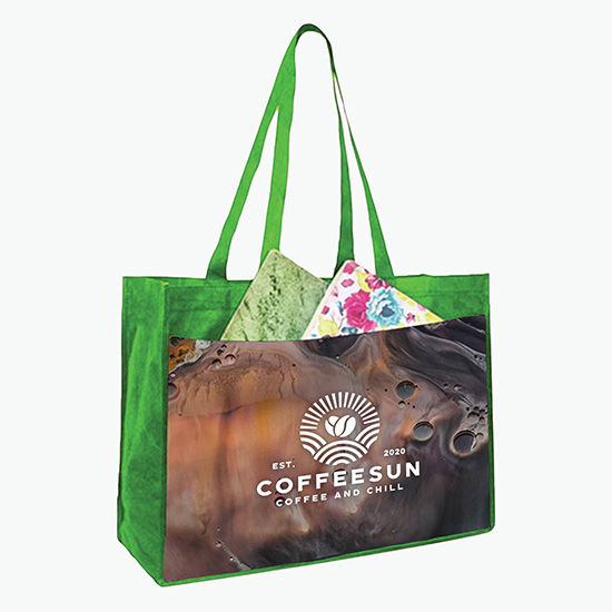 Sublimated Shopping Tote with Pocket - 16 x 18