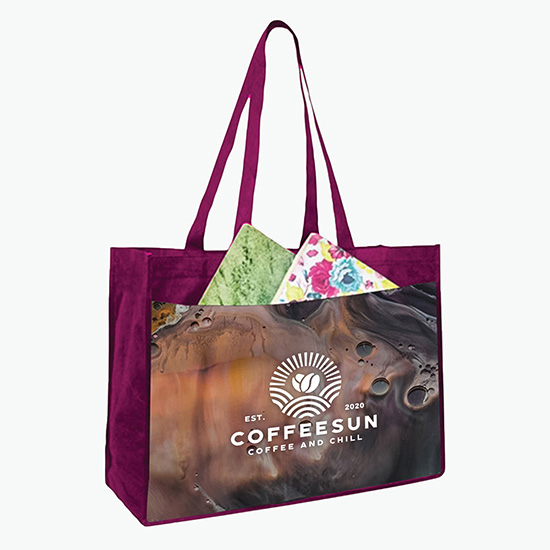 Sublimated Shopping Tote with Pocket - 16 x 18