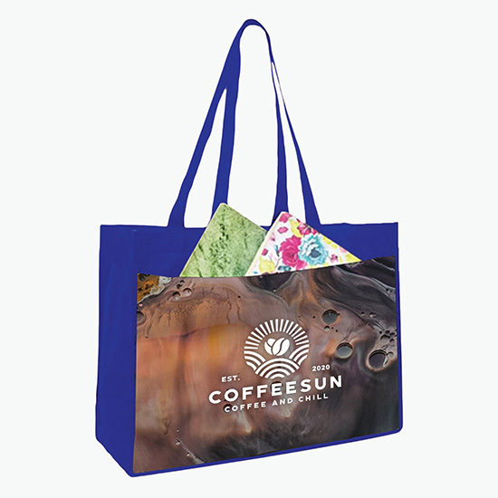 Sublimated Shopping Tote with Pocket - 16 x 18