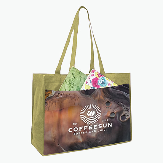 Sublimated Shopping Tote with Pocket - 16 x 18