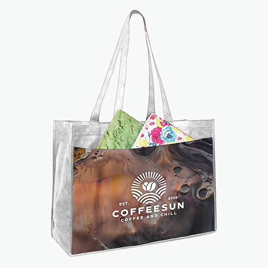 Sublimated Shopping Tote with Pocket - 16 x 18