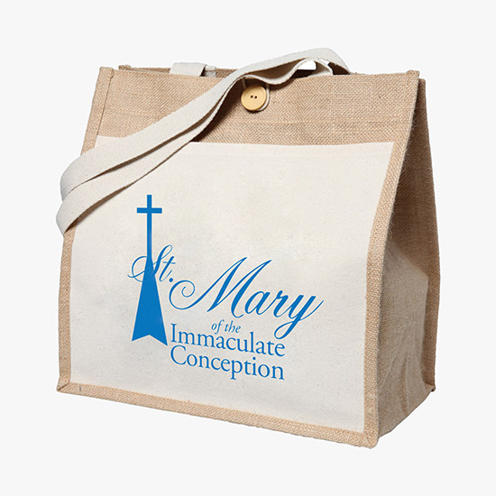 Jute Tote with Cotton Pocket