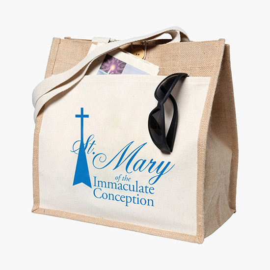 Jute Tote with Cotton Pocket