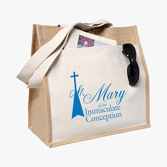 Jute Tote with Cotton Pocket