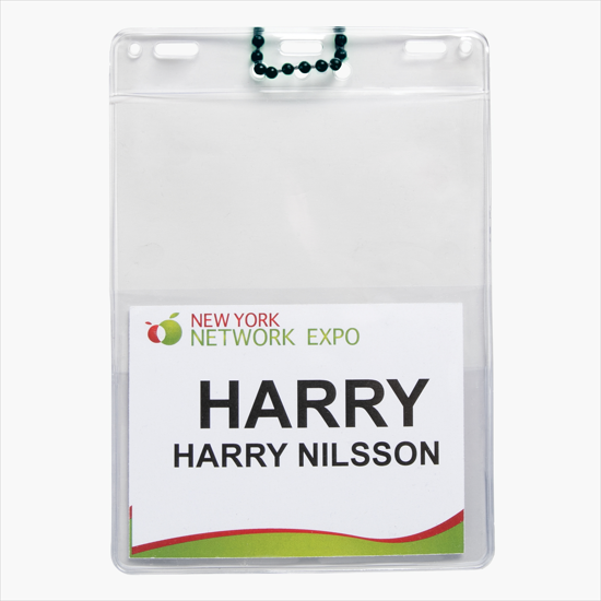 Trade Show Badge Caddy - Blank - Black Plastic Bead Chain Attachment