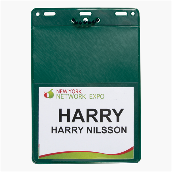 Trade Show Badge Caddy - Blank - Black Plastic Bead Chain Attachment