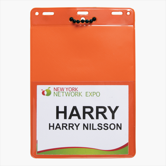Trade Show Badge Caddy - Blank - Black Plastic Bead Chain Attachment