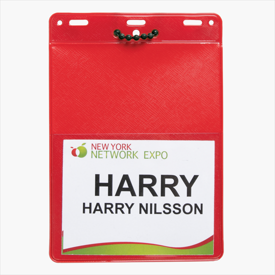 Trade Show Badge Caddy - Blank - Black Plastic Bead Chain Attachment