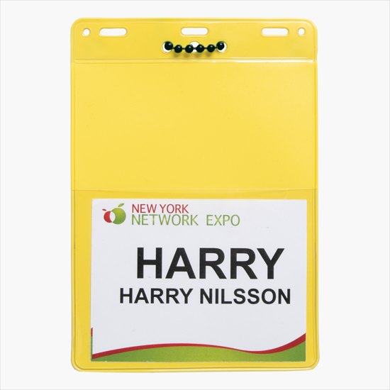 Trade Show Badge Caddy - Blank - Black Plastic Bead Chain Attachment